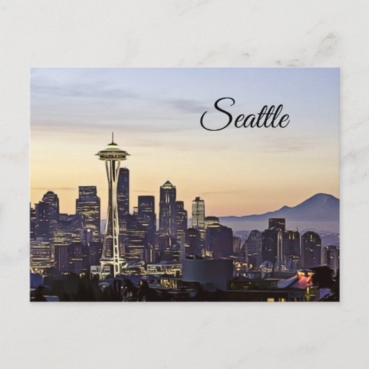 Briefkaart van de skyline van Seattle (Voorkant)