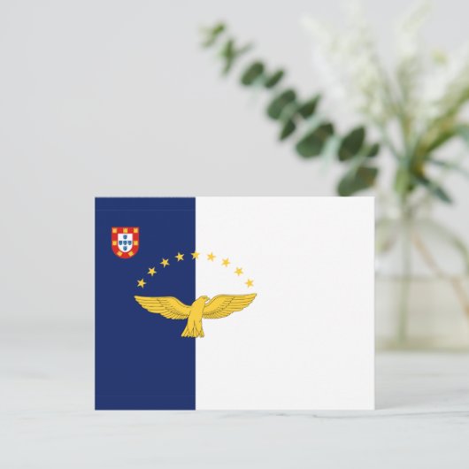 Briefkaart van de vlag van de Azoren (Staand voorkant)
