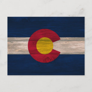 Briefkaart van de vlag van hout van Colorado
