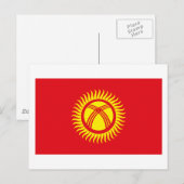 Briefkaart van de vlag van Kirgizië (Voorkant / Achterkant)
