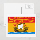 Briefkaart van de vlag van New Brunswick (Voorkant / Achterkant)