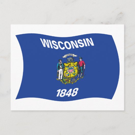 Briefkaart van de vlag van Wisconsin (Voorkant)