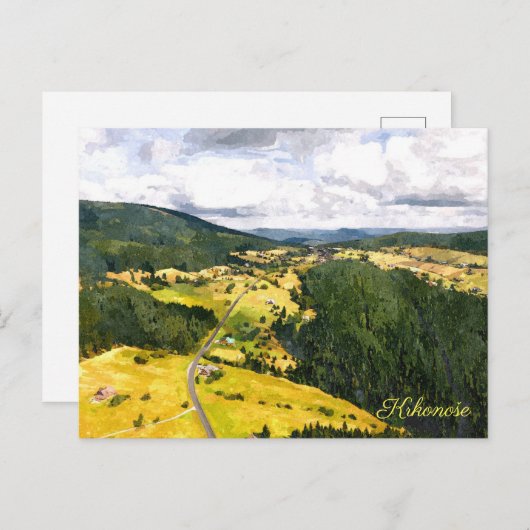 Briefkaart van de Waterverf Krkonoše Mountains (Voorkant / Achterkant)