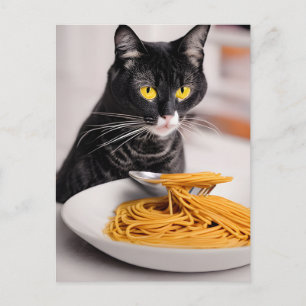 Briefkaart van de zwarte kattenetster