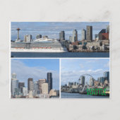 Briefkaart van een collage van Seattle's Skyline (Voorkant)