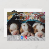 briefkaart van een grappig vastgoed, een gekke hon (Voorkant / Achterkant)