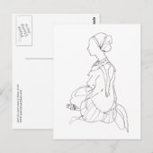 briefkaart van een zittende vrouw (Voorkant / Achterkant)