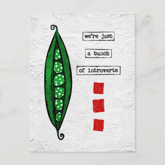 Briefkaart van erwten - Funny Vegetable - Introver (Voorkant)