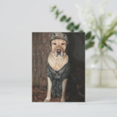 Briefkaart van geel gelaagd lab jagen (Staand voorkant)