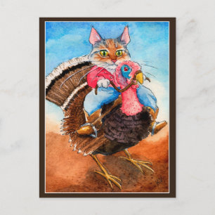 Briefkaart van gekke katten met een gekkenhuis