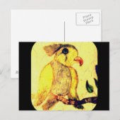 Briefkaart van gele en zwarte vogel (Voorkant / Achterkant)