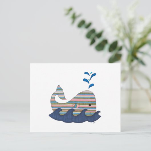 Briefkaart van gestripte walvis (Staand voorkant)