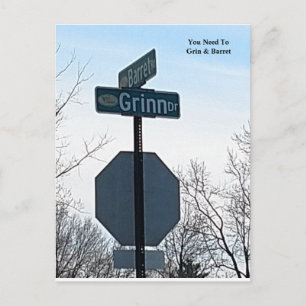 Briefkaart van Grin en Barret