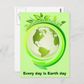 Briefkaart van groene aarde (Voorkant / Achterkant)
