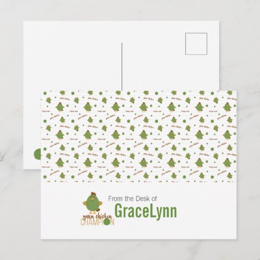 Briefkaart van groene en bruine kippen (Voorkant / Achterkant)