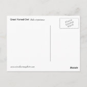 Briefkaart van grote paarden (Bubo virginianus) (Achterkant)