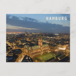 Briefkaart van hamburg bij nacht