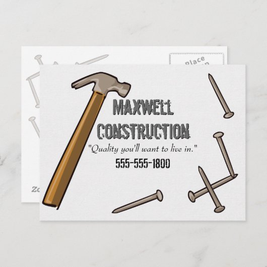 Briefkaart van hamer en spijkers (Voorkant / Achterkant)