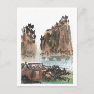 Briefkaart van het Chinese rivierlandschap