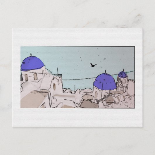 Briefkaart van het Grieks Afbeelding van Santorini (Voorkant)