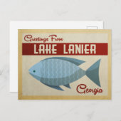 Briefkaart van het meer Lanier Georgia Blue Fish  (Voorkant / Achterkant)