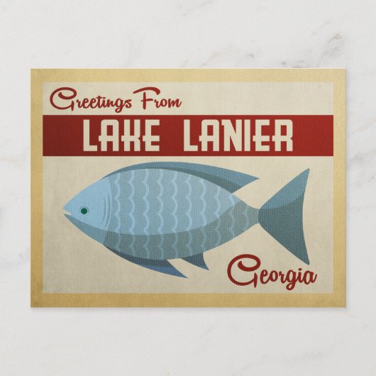Briefkaart van het meer Lanier Georgia Blue Fish  (Voorkant)