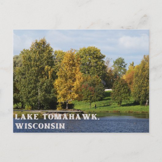 Briefkaart van het meer Tomahawk Wisconsin (Voorkant)