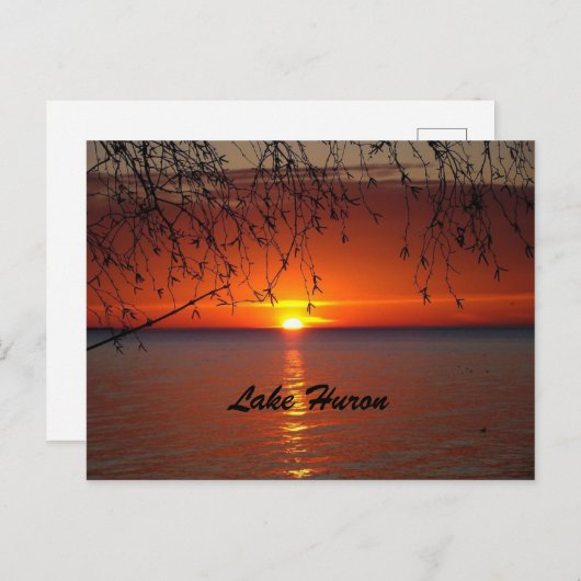 Briefkaart van het meer van Huron (Voorkant / Achterkant)