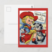 Briefkaart van het meisje van Birthday (Voorkant / Achterkant)