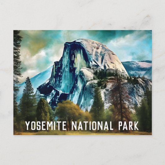 Briefkaart van het nationale park Half Dome Yosemi (Voorkant)