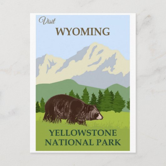 Briefkaart van het nationale park van Yellowstone (Voorkant)