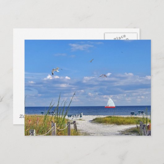 Briefkaart van het strand- en oceaanUitzicht (Voorkant / Achterkant)