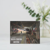 Briefkaart van het treinstation van Boston South (Staand voorkant)