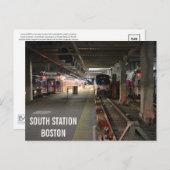 Briefkaart van het treinstation van Boston South (Voorkant / Achterkant)