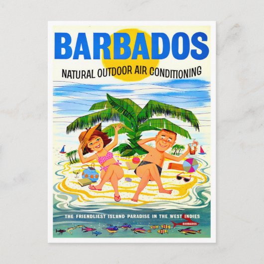 Briefkaart van het vintage-reisje Barbados (Voorkant)