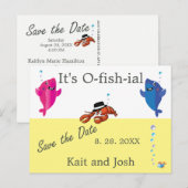 Briefkaart van het visthema Lobster Mobster Wedden (Voorkant / Achterkant)