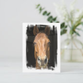 Briefkaart van kastanjepaarden (Staand voorkant)