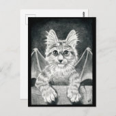 briefkaart van katten, zwart, witte gargoyle Hallo (Voorkant / Achterkant)