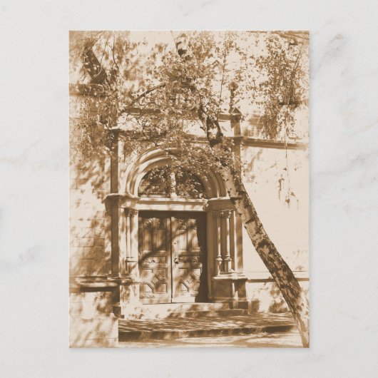 Briefkaart van kerkdeur (Voorkant)