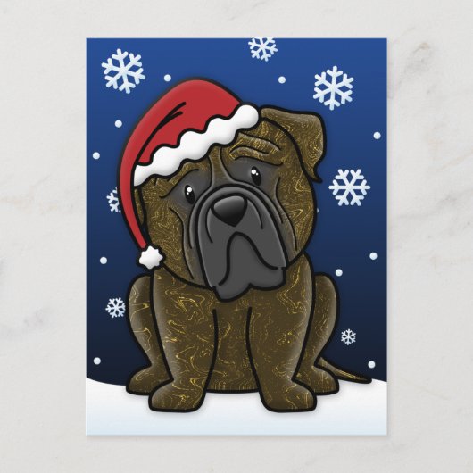 Briefkaart van Kerstmis Bullmastiff van Kawaii het (Voorkant)