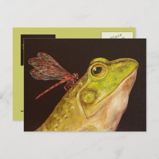 Briefkaart van kikker en libellen (Voorkant / Achterkant)