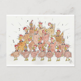 Briefkaart van kippen/Hen Choir