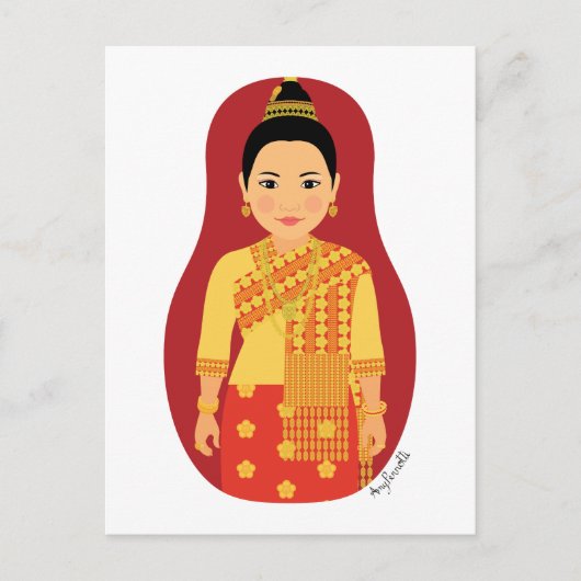 Briefkaart van Laotian (Red) Matryoshka (Voorkant)