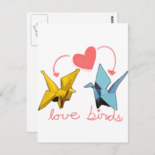 briefkaart van liefdesvogels (Voorkant / Achterkant)
