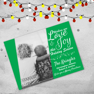 Briefkaart van Love & Joy Green-kerstfeestdag