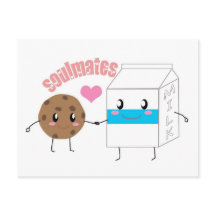 Briefkaart van melk en koekjes