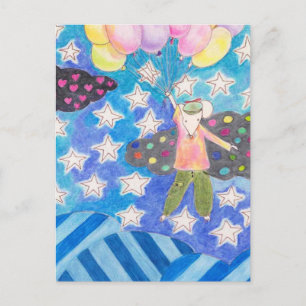 Briefkaart van muis en ballon