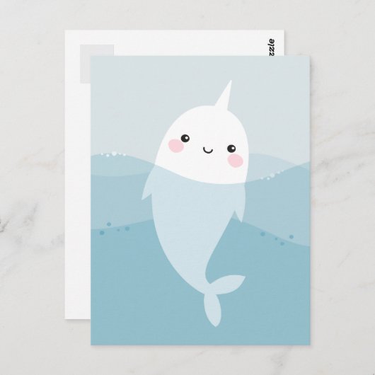 Briefkaart van Narwhal en golven (Voorkant / Achterkant)