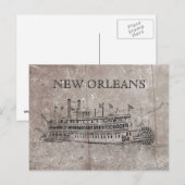 Briefkaart van New Orleans Stern Wheeler (Voorkant / Achterkant)