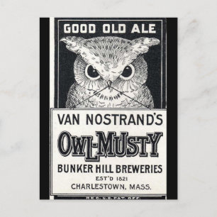 Briefkaart van oowl-mosterd Ale Beer